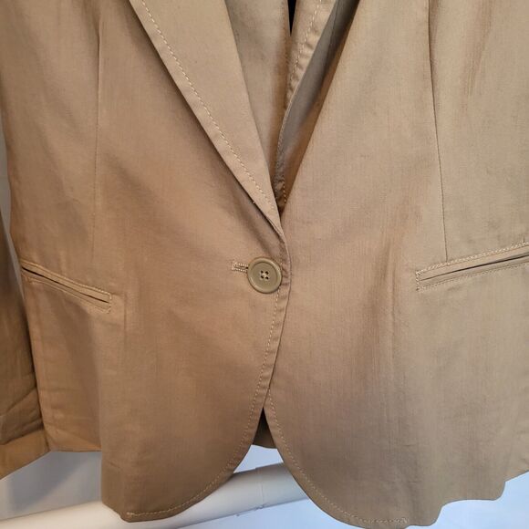 Womams 10 Sharagano Paris Blazer Shoulder Pads Tan Size 10 - Picture 4 of 7